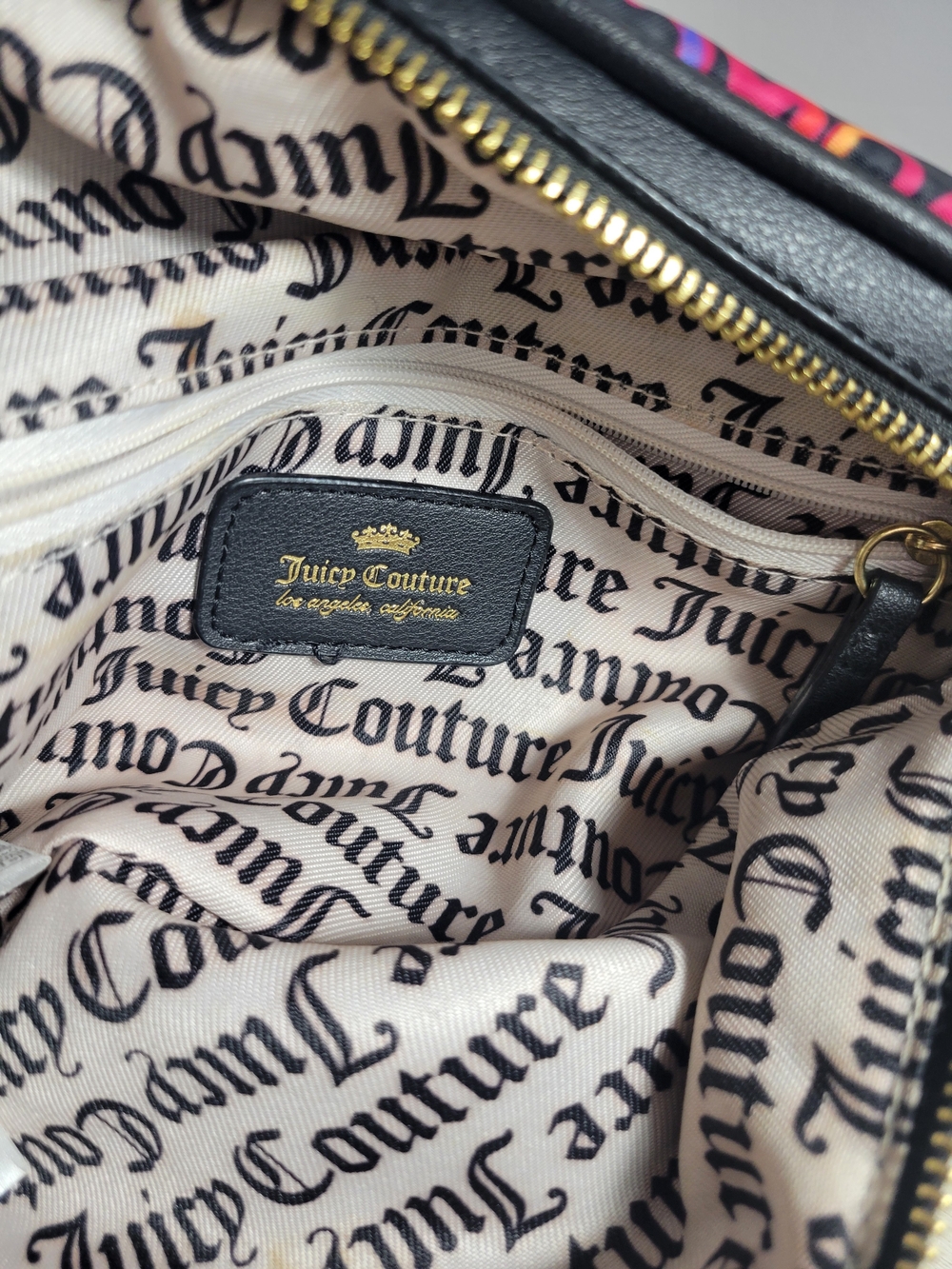 Juicy Couture Black Shoulder Bag with Pink Accent